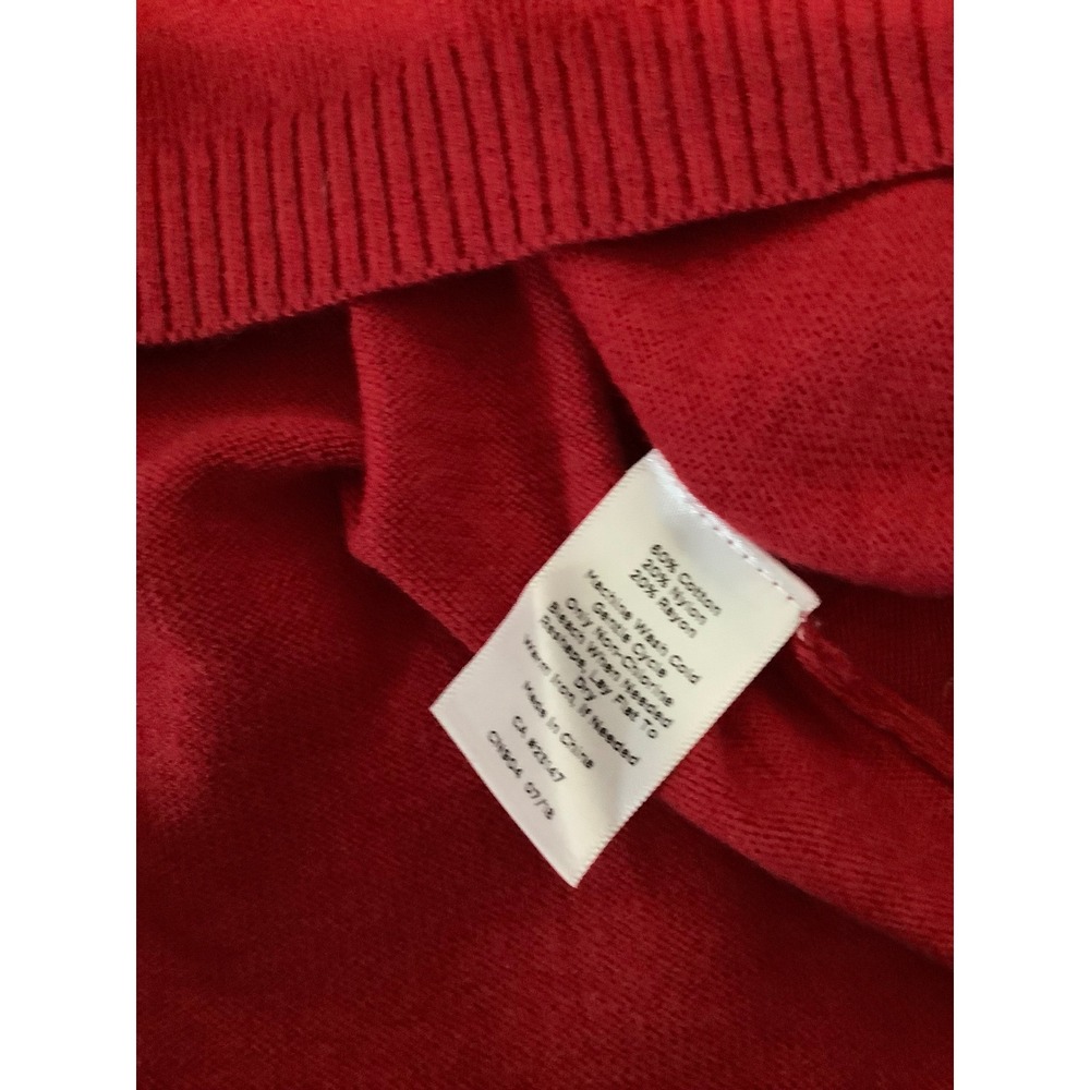 Talbots Petite Red V-Neck Sweater Button Side Detail Cotton Blend Size MP - Picture 9 of 13